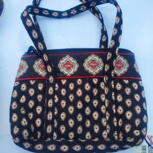 Vera Bradley Black Paisley Zip Up Bag